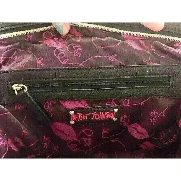 Betsey Johnson Women's Black/White Perforated Tuxedo Junction Bag - Picture 6 of 7